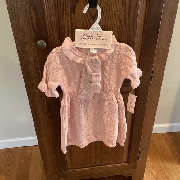 NEW Little Lass Girls Pink Sweater Dress - Picture 1 of 2